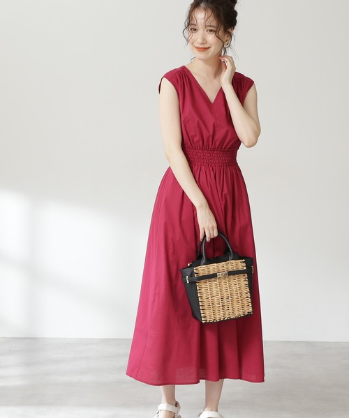 N.(N. Natural Beauty Basic)(エヌエヌナチュラルビューティーベーシック)の「【S Size Line】◆コットンローンバックボタンワンピース(ワンピース・レディース・ブラック/ブラウン/レッド/ブルー・SMALL/MEDIUM)」の4枚目の写真