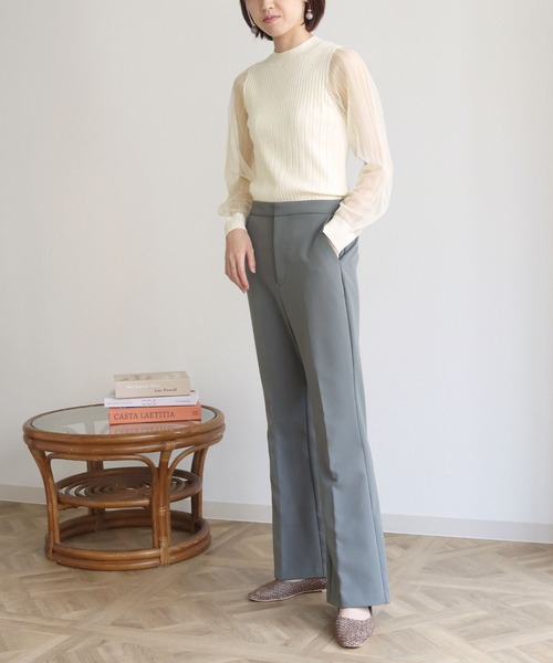 HER CLOSET（ハークローゼット）の「【shemoshelly】袖シアーロングスリーブニット（ニット/セーター・レディース・ホワイト/ブラック・M）」の14枚目の写真