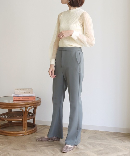 HER CLOSET（ハークローゼット）の「【shemoshelly】袖シアーロングスリーブニット（ニット/セーター・レディース・ホワイト/ブラック・M）」の10枚目の写真