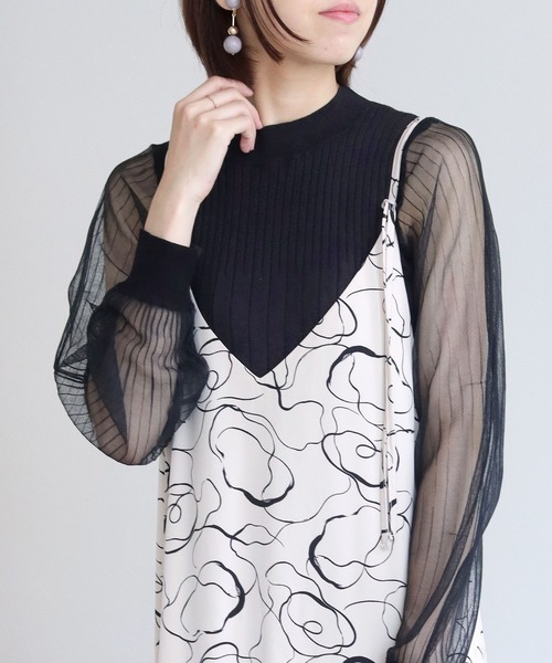 HER CLOSET（ハークローゼット）の「【shemoshelly】袖シアーロングスリーブニット（ニット/セーター・レディース・ホワイト/ブラック・M）」の19枚目の写真