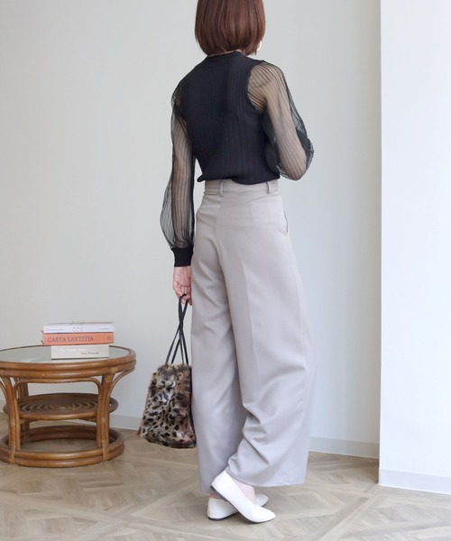 HER CLOSET（ハークローゼット）の「【shemoshelly】袖シアーロングスリーブニット（ニット/セーター・レディース・ホワイト/ブラック・M）」の15枚目の写真