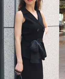 テーラードノースリーブトップス