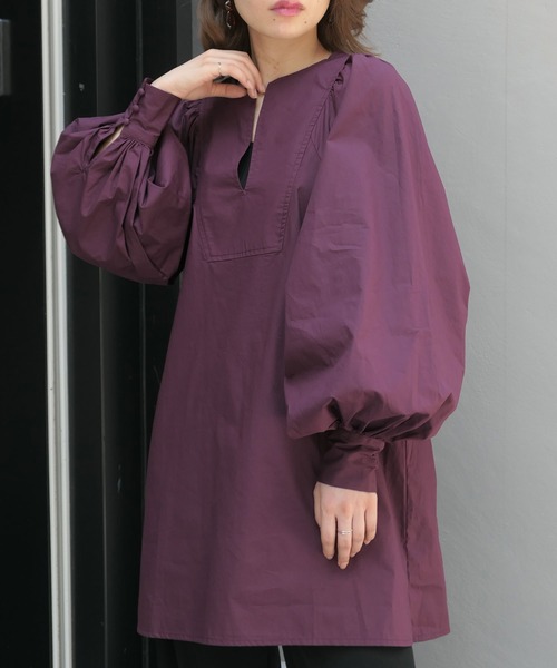 CORNERS（コーナーズ）の「ボリュームスリーブカフタンブラウス（シャツ/ブラウス・レディース・ホワイト/ブラック/グレイッシュベージュ/ボルドー/ダークオレンジ・M）」の8枚目の写真