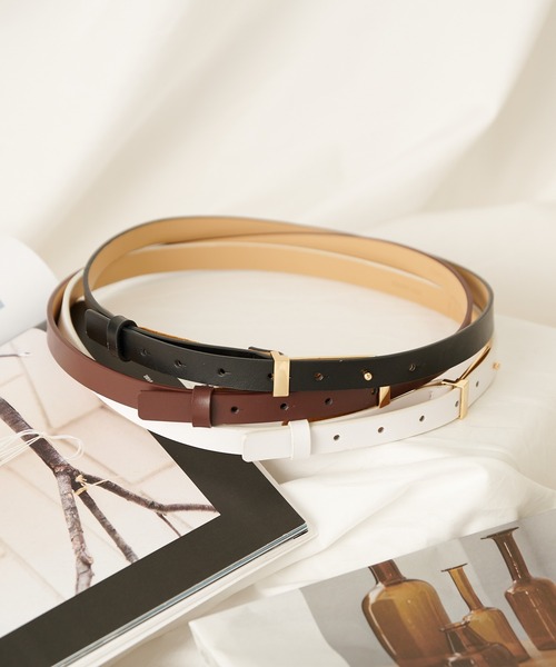 COLONY 2139（コロニートゥーワンスリーナイン）の「リアルレザーメタルプレート細ベルト（ベルト・レディース・ホワイト/ブラック/ブラウン・FREE）」の10枚目の写真