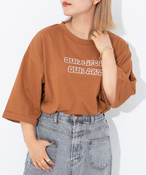 kutir(クティール)の「アソートプリントTシャツ(Tシャツ/カットソー・レディース・チャコールグレー/オフホワイト/イエロー/オレンジ/グリーン/ダークグレー/オートミール・FREE)」の7枚目の写真