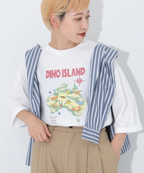 kutir(クティール)の「アソートプリントTシャツ(Tシャツ/カットソー・レディース・チャコールグレー/オフホワイト/イエロー/オレンジ/グリーン/ダークグレー/オートミール・FREE)」の2枚目の写真