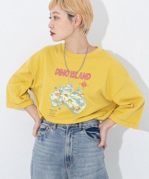 kutir(クティール)の「アソートプリントTシャツ(Tシャツ/カットソー・レディース・チャコールグレー/オフホワイト/イエロー/オレンジ/グリーン/ダークグレー/オートミール・FREE)」の6枚目の写真