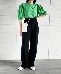 me+em select | センタープレスカラーワイドタックスラックス(スラックス)