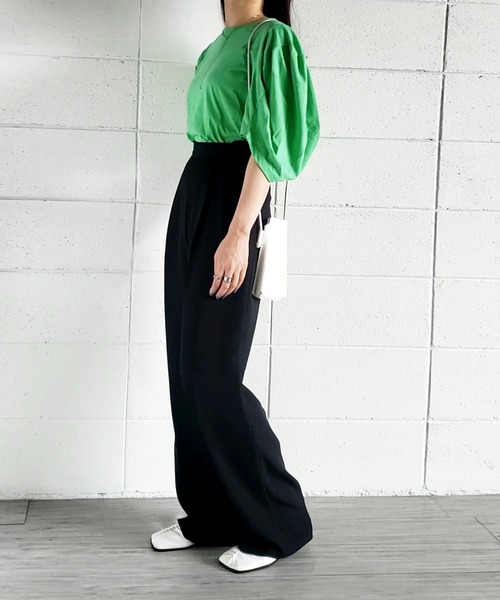 me+em select(ミームセレクト)の「センタープレスカラーワイドタックスラックス(スラックス・レディース・ブラック/グレー/ピンク/ブルー・SMALL/MEDIUM)」の14枚目の写真