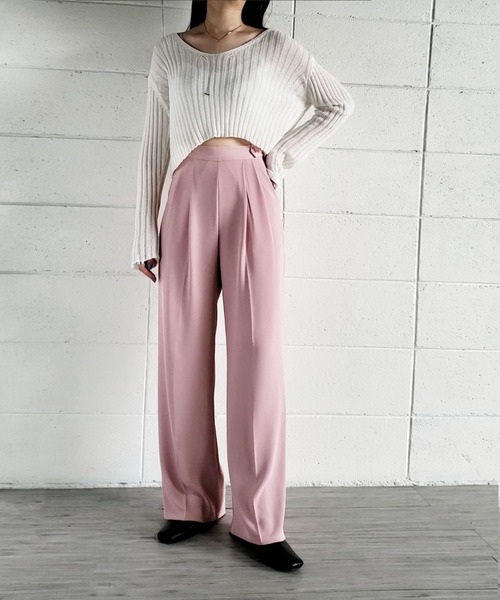 me+em select(ミームセレクト)の「センタープレスカラーワイドタックスラックス(スラックス・レディース・ブラック/グレー/ピンク/ブルー・SMALL/MEDIUM)」の21枚目の写真