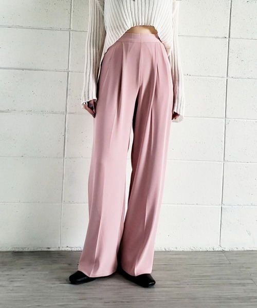 me+em select(ミームセレクト)の「センタープレスカラーワイドタックスラックス(スラックス・レディース・ブラック/グレー/ピンク/ブルー・SMALL/MEDIUM)」の18枚目の写真