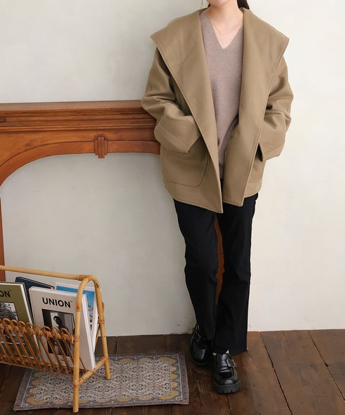 Girly Doll(ガーリードール)の「チェスターフードコート(チェスターコート・レディース・ブラック/ベージュ/チャコールグレー/ブラウン・S/M/L)」の16枚目の写真