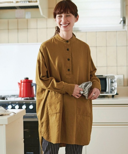 Sunny clouds(サニークラウズ)の「サニークラウズ アトリエシャツ〈レディース〉(シャツ/ブラウス・レディース・イエロー系その他・MEDIUM/LARGE/X-LARGE/XX-LARGE)」の1枚目の写真