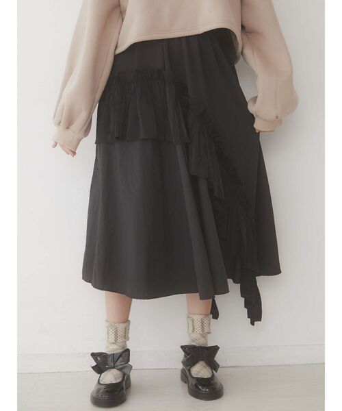 merry jenny（メリージェニー）の「異素材アシメフリルスカート（スカート・レディース・ブラック/ベージュ/ネイビー・FREE）」の16枚目の写真