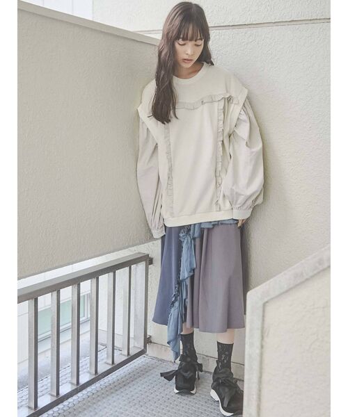 merry jenny（メリージェニー）の「異素材アシメフリルスカート（スカート・レディース・ブラック/ベージュ/ネイビー・FREE）」の22枚目の写真