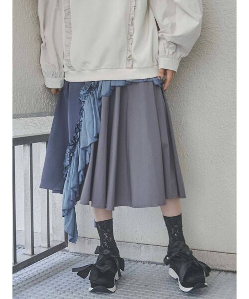 merry jenny（メリージェニー）の「異素材アシメフリルスカート（スカート・レディース・ブラック/ベージュ/ネイビー・FREE）」の19枚目の写真