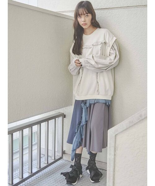 merry jenny（メリージェニー）の「異素材アシメフリルスカート（スカート・レディース・ブラック/ベージュ/ネイビー・FREE）」の17枚目の写真