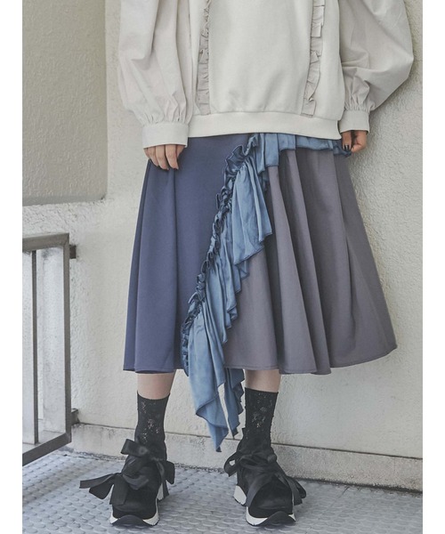 merry jenny（メリージェニー）の「異素材アシメフリルスカート（スカート・レディース・ブラック/ベージュ/ネイビー・FREE）」の11枚目の写真