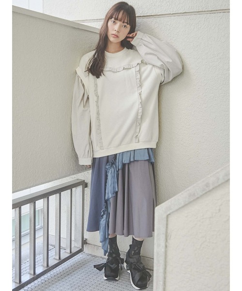 merry jenny（メリージェニー）の「異素材アシメフリルスカート（スカート・レディース・ブラック/ベージュ/ネイビー・FREE）」の18枚目の写真