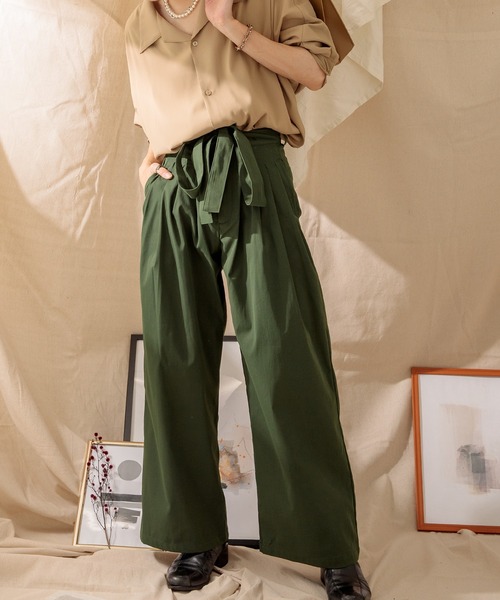 Adoon plain(アドーンプレーン)の「【Adoon plain】ベルト付き4タックパンツ(その他パンツ・メンズ・ブラック/グリーン/オレンジ系その他・SMALL/MEDIUM/LARGE)」の4枚目の写真