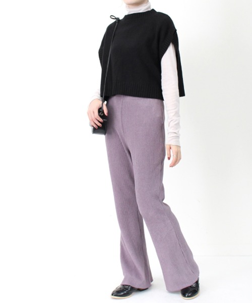 STYLEBLOCK(スタイルブロック)の「ダブルフェイスミニプリーツセミフレアパンツ(その他パンツ・レディース・ブルー/パープル/ベージュ/ブラック/ブラウン・M)」の9枚目の写真