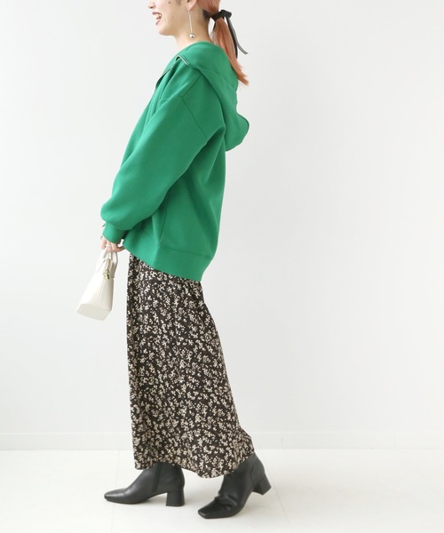 Simplicite（サンプリシテ）の「ダンボールハーフジップ フードプルオーバー◆（パーカー・レディース・グリーン/ホワイト/ネイビー・FREE）」の15枚目の写真