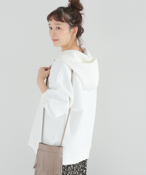 Simplicite（サンプリシテ）の「ダンボールハーフジップ フードプルオーバー◆（パーカー・レディース・グリーン/ホワイト/ネイビー・FREE）」の16枚目の写真