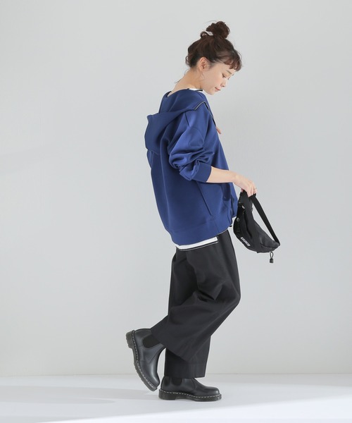 Simplicite（サンプリシテ）の「ダンボールハーフジップ フードプルオーバー◆（パーカー・レディース・グリーン/ホワイト/ネイビー・FREE）」の7枚目の写真