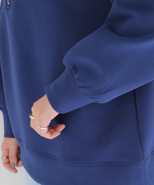 Simplicite（サンプリシテ）の「ダンボールハーフジップ フードプルオーバー◆（パーカー・レディース・グリーン/ホワイト/ネイビー・FREE）」の8枚目の写真