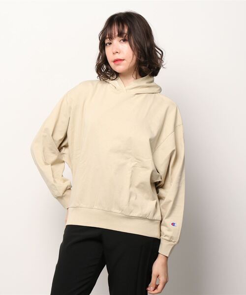 Champion(チャンピオン)の「【Champion/チャンピオン】レディース ロングスリーブフーデッドTシャツ(Tシャツ/カットソー・レディース・グレー/ホワイト/ベージュ系その他4/ワイン/ブラック・LARGE/MEDIUM)」の5枚目の写真