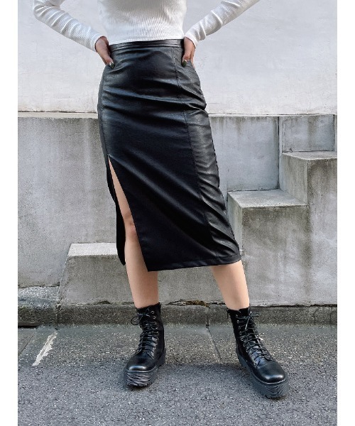 ENVYM（アンビー）の「スリットミディアムＳＫ（スカート・レディース・ブラック/ブラック系その他・FREE）」の2枚目の写真