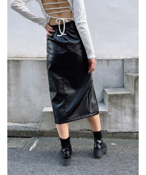 ENVYM（アンビー）の「スリットミディアムＳＫ（スカート・レディース・ブラック/ブラック系その他・FREE）」の3枚目の写真