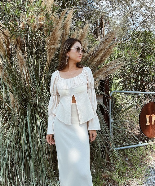 esutoreja（エストレジャ）の「フロントスリットギャザーブラウス（シャツ/ブラウス・レディース・ホワイト/ベージュ・FREE）」の14枚目の写真