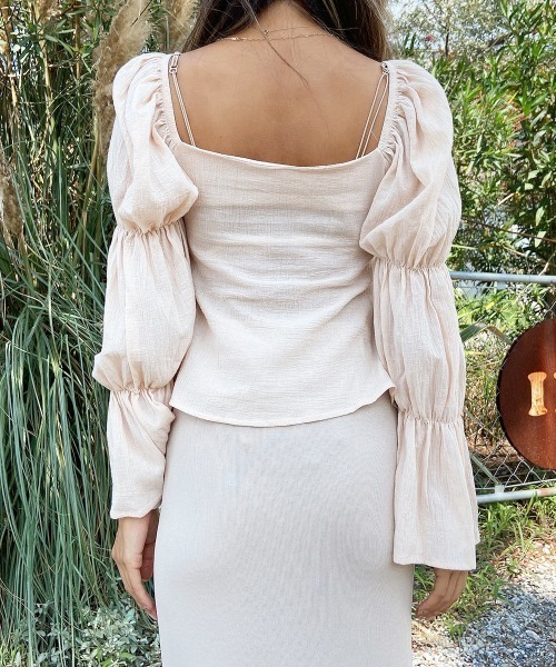 esutoreja（エストレジャ）の「フロントスリットギャザーブラウス（シャツ/ブラウス・レディース・ホワイト/ベージュ・FREE）」の15枚目の写真