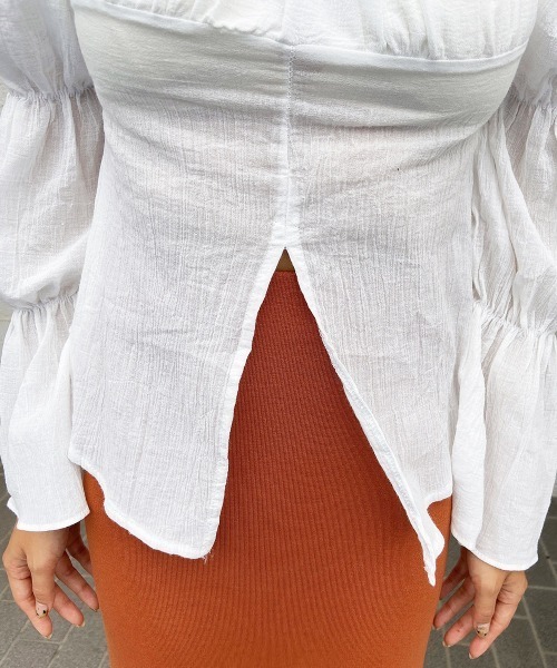 esutoreja（エストレジャ）の「フロントスリットギャザーブラウス（シャツ/ブラウス・レディース・ホワイト/ベージュ・FREE）」の11枚目の写真