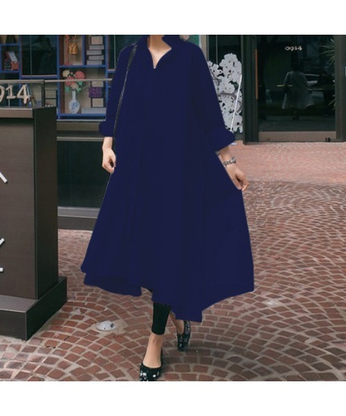 Ritzy(リッツィー)の「大人シルエット ゆる感 ミモレ丈 Aライン シャツワンピース(シャツワンピース・レディース・ホワイト/ブラック/ベージュ/ネイビー/ブラウン・S/M/L)」の5枚目の写真