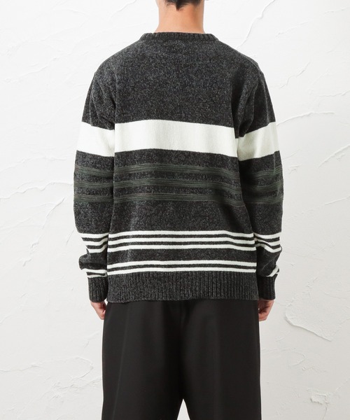 NAVY(ネイビー)の「NAVY ネイビー モールニット ボーダークルーセーター(ニット/セーター・メンズ・チャコール/グリーン/ネイビー/レッド・M/L/XL)」の11枚目の写真