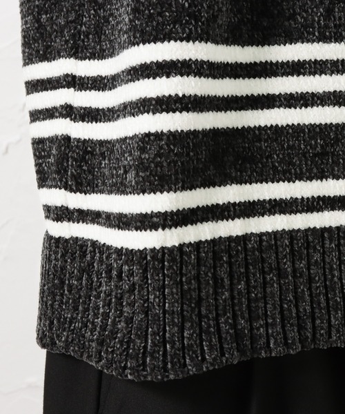 NAVY(ネイビー)の「NAVY ネイビー モールニット ボーダークルーセーター(ニット/セーター・メンズ・チャコール/グリーン/ネイビー/レッド・M/L/XL)」の15枚目の写真