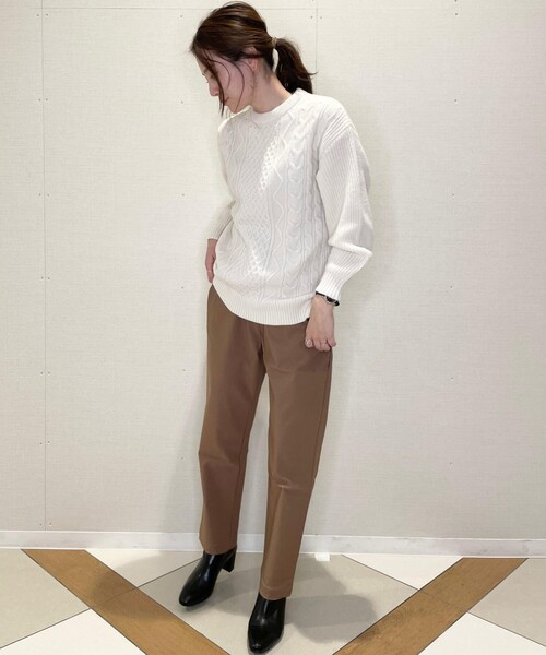 SHOO・LA・RUE(シューラルー)の「◆【S-3L】ストレッチ裏起毛イージーテーパードパンツ(その他パンツ・レディース・ブラック/アイボリー/サンドベージュ/キャメル・01/02/03/04/05)」の15枚目の写真