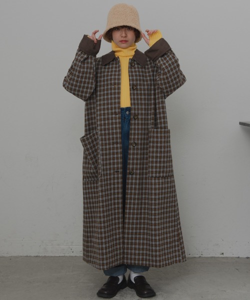 MERLOT（メルロー）の「クラシックチェックコート（ステンカラーコート・レディース・グリーン/グレー/ブラウン/グリーン系その他・FREE）」の15枚目の写真