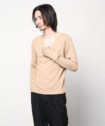 20/- サーマル 袖リブ Vネック ロング Tシャツ