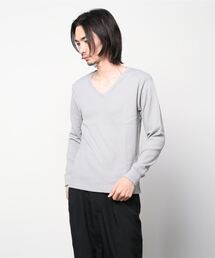 20/- サーマル 袖リブ Vネック ロング Tシャツ