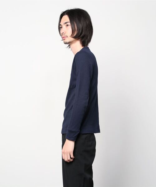 Bling Leads(ブリングリーズ)の「20/- サーマル 袖リブ Vネック ロング Tシャツ(Tシャツ/カットソー・メンズ・ホワイト/ブラック/ベージュ/ネイビー/グレー/カーキ/ライトピンク・M/L/XL)」の8枚目の写真