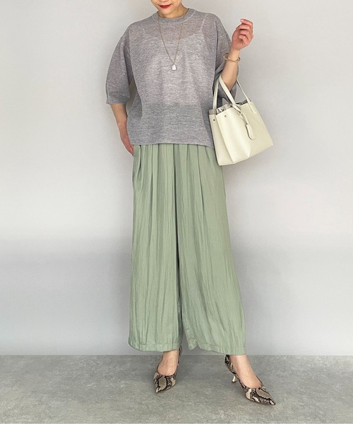 PICCIN（ピッチン）の「シルキーサテンイージーワイドパンツ（その他パンツ・レディース・ネイビー/オリーブ・M）」の19枚目の写真