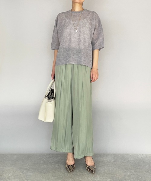 PICCIN（ピッチン）の「シルキーサテンイージーワイドパンツ（その他パンツ・レディース・ネイビー/オリーブ・M）」の21枚目の写真