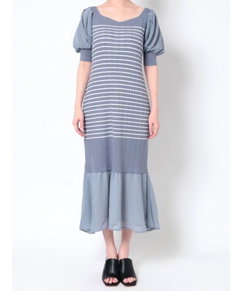 MERCURYDUO（マーキュリーデュオ）の「2WAYパフスリーブボーダーニットワンピース（ワンピース・レディース・オフホワイト/ブルー/ブラック・FREE）」の15枚目の写真