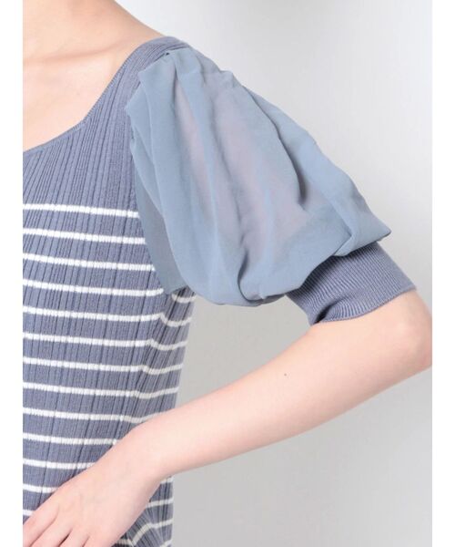 MERCURYDUO（マーキュリーデュオ）の「2WAYパフスリーブボーダーニットワンピース（ワンピース・レディース・オフホワイト/ブルー/ブラック・FREE）」の19枚目の写真