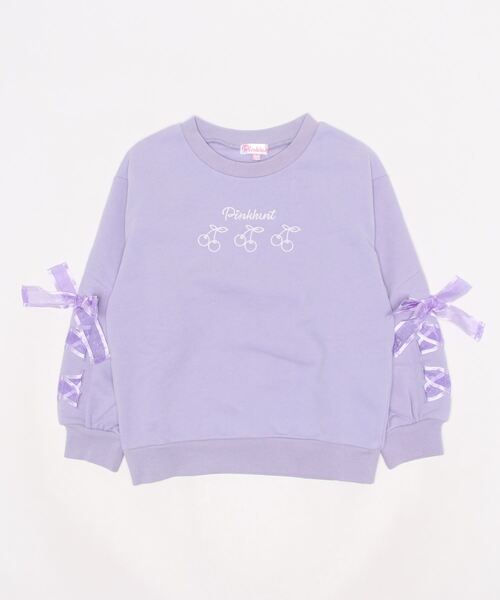 PINKHUNT(ピンクハント)の「PINKHUNT 袖レースアップトレーナー 6107K #IG(スウェット・キッズ・パープル/ホワイト・120cm/160cm/140cm/150cm/130cm)」の5枚目の写真