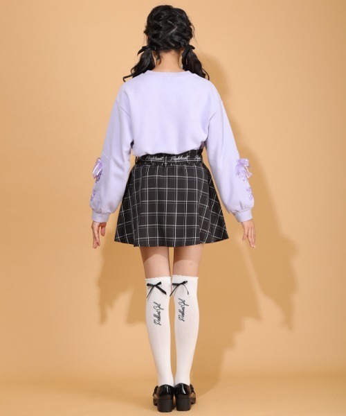 PINKHUNT(ピンクハント)の「PINKHUNT 袖レースアップトレーナー 6107K #IG(スウェット・キッズ・パープル/ホワイト・120cm/160cm/140cm/150cm/130cm)」の7枚目の写真