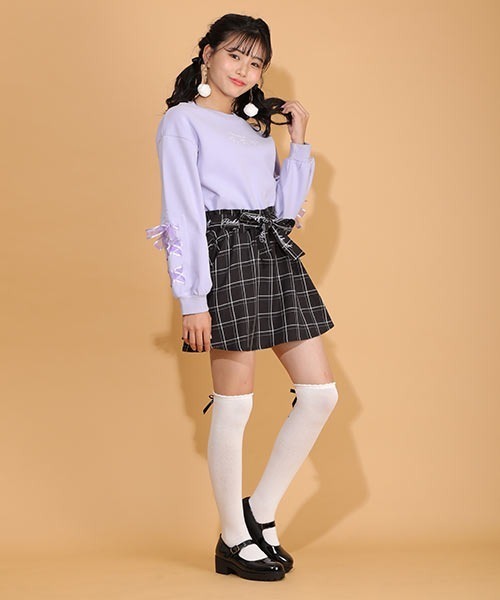 PINKHUNT(ピンクハント)の「PINKHUNT 袖レースアップトレーナー 6107K #IG(スウェット・キッズ・パープル/ホワイト・120cm/160cm/140cm/150cm/130cm)」の8枚目の写真
